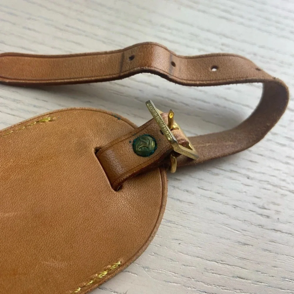 Authentic Louis Vuitton vachetta leather luggage tag 0011